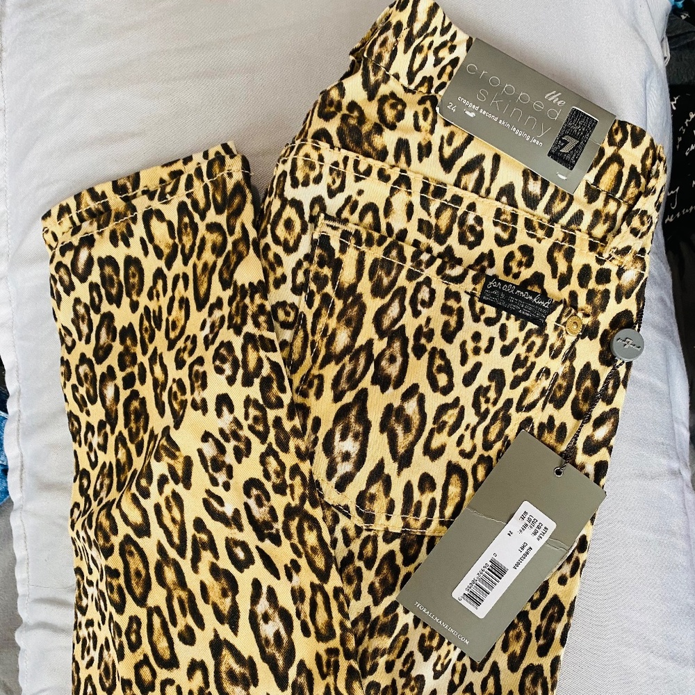 7 For All Mankind cheetah print skinny/cropped jeans 24